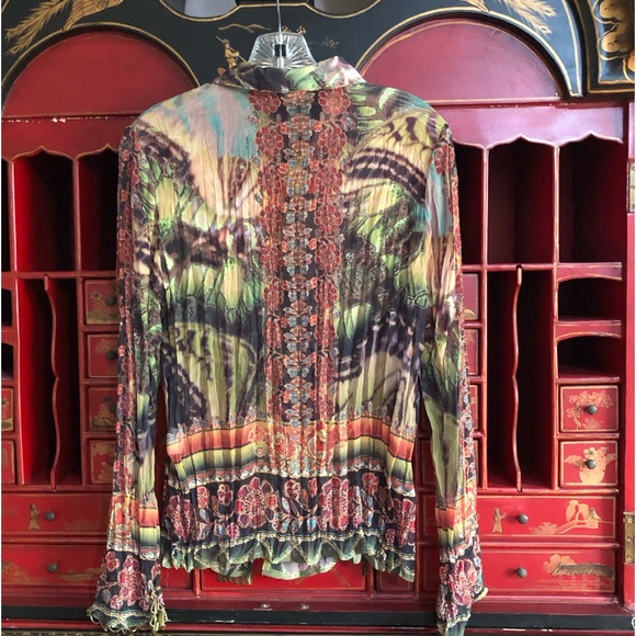 Love Amour Blouse Shirt Embroidered Multicolor Long Sleeve Button Up Size XLarge - Picture 12 of 15